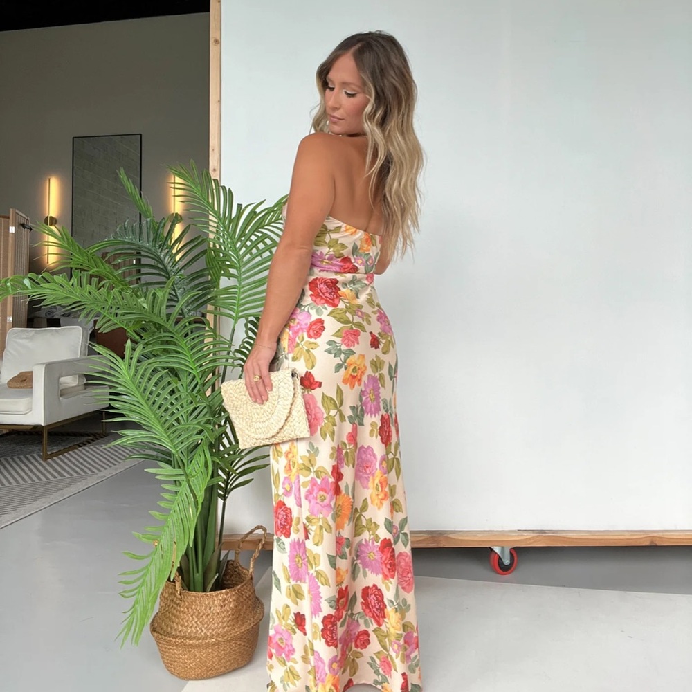 Floral Strapless Maxi Dress - Picture 3 of 4
